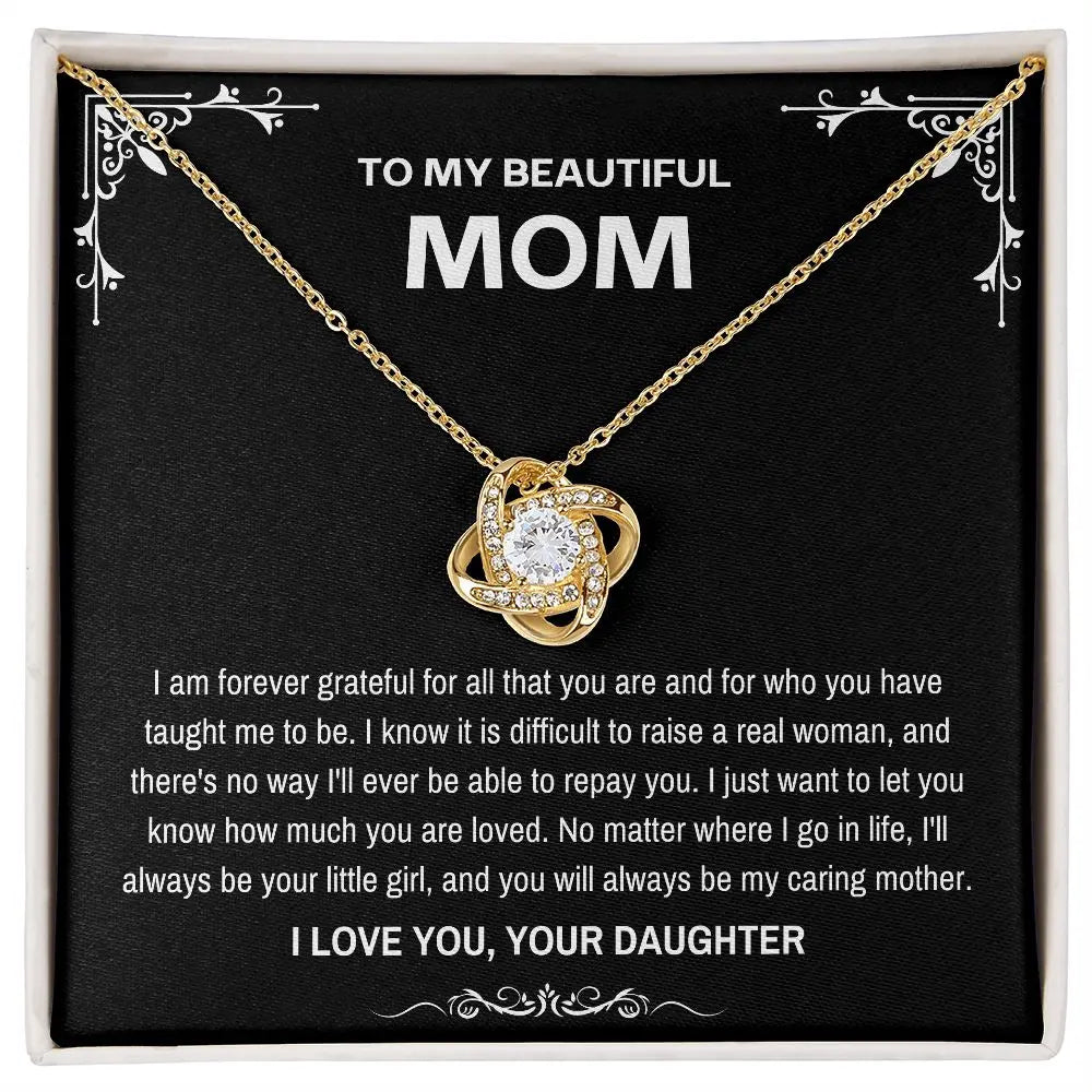 To My Beautiful Mom Love Knot Necklace