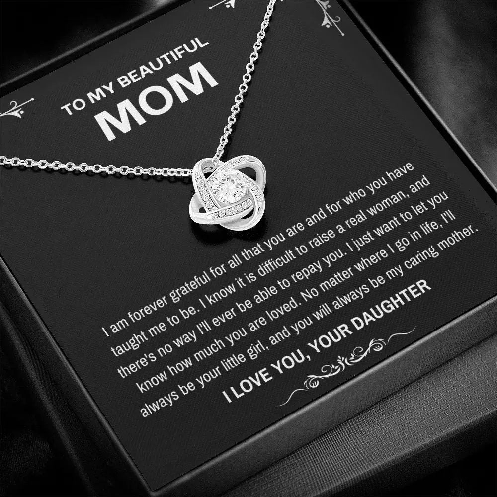 To My Beautiful Mom Love Knot Necklace