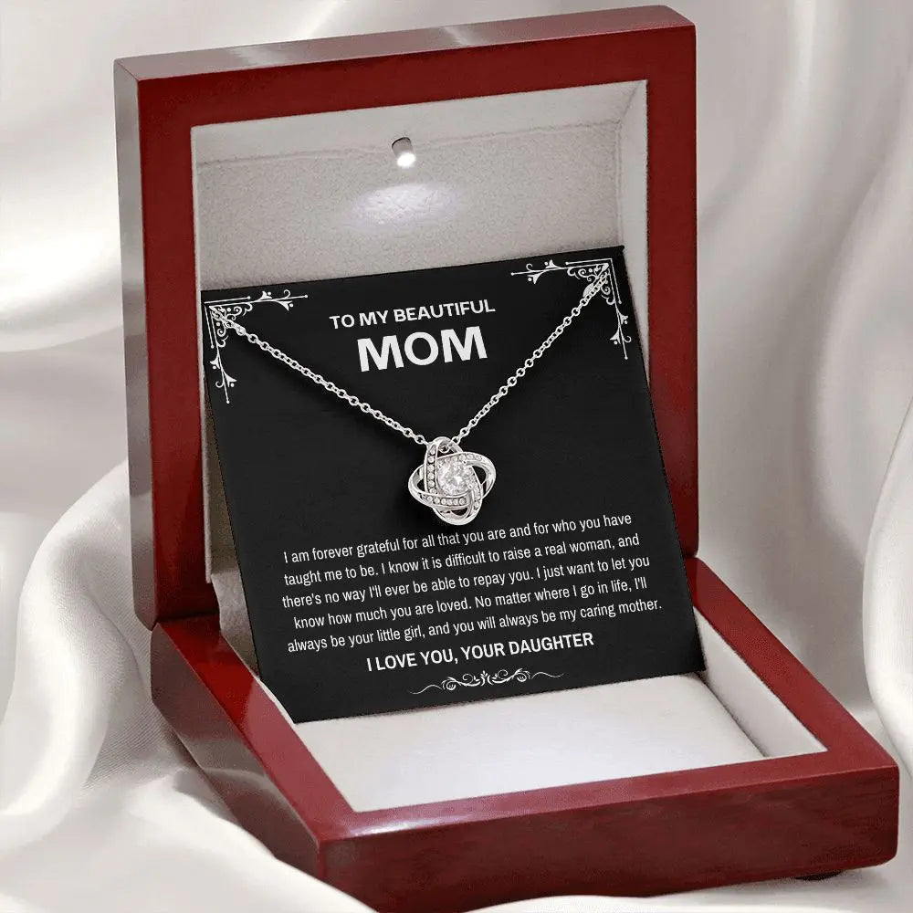 To My Beautiful Mom Love Knot Necklace